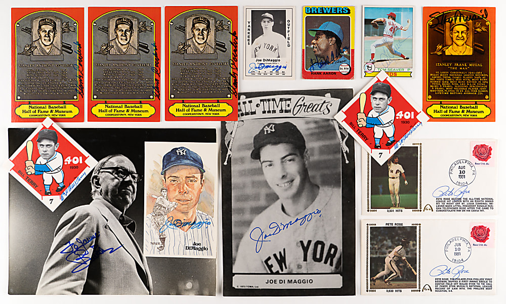 Autographed Balance of Collection (200+) with (15+) Hall of Famers Including (2) DiMaggio, Aaron, Terry