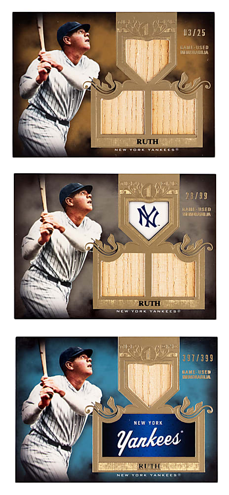 2011 Topps Tier One #16 Babe Ruth Top Shelf Relic Trio with #/25 Matching Jersey Number