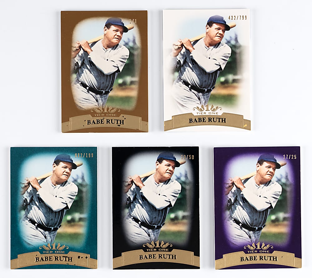 2011 Topps Tier One #3 Babe Ruth Rainbow (5) with #1/1 Gold