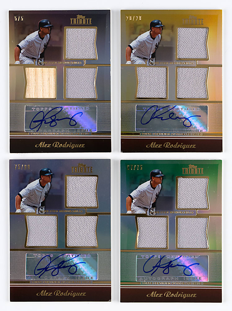 2011 Topps Tribute Alex Rodriguez Autographed Triple Relic Near Rainbow Set (4/5)