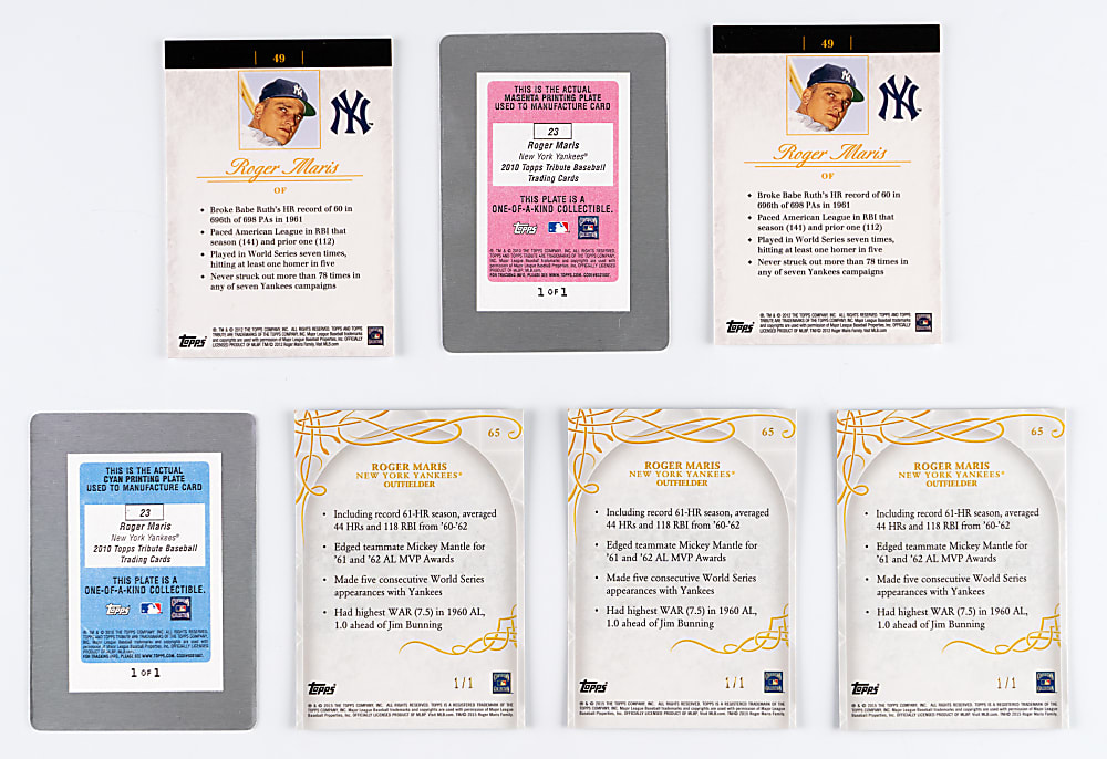 2010-2015 Topps Tribute Roger Maris #1/1 Printing Plates (7)