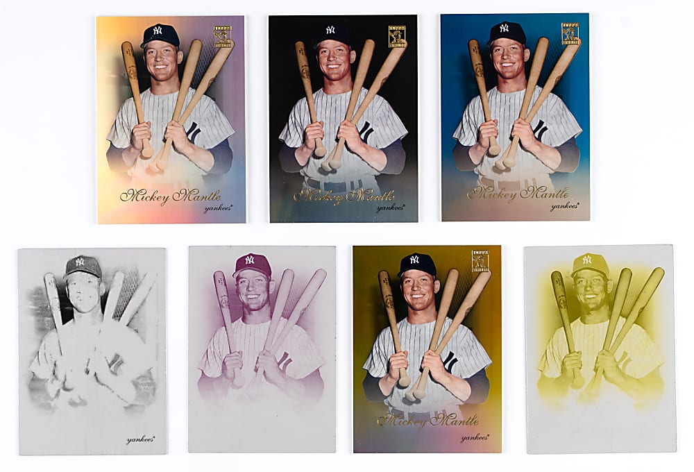2009 Topps Tribute #7 Mickey Mantle Rainbow Near Complete Set (7) Different with (3) #1/1 Printing Plates