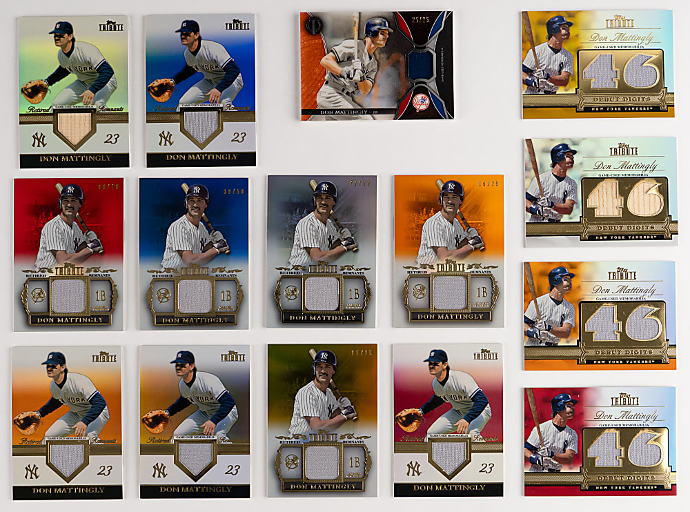2012-2017 Topps Tribute Don Mattingly Relics Complete/Near Rainbow Set (31) Different with (2) #1/1
