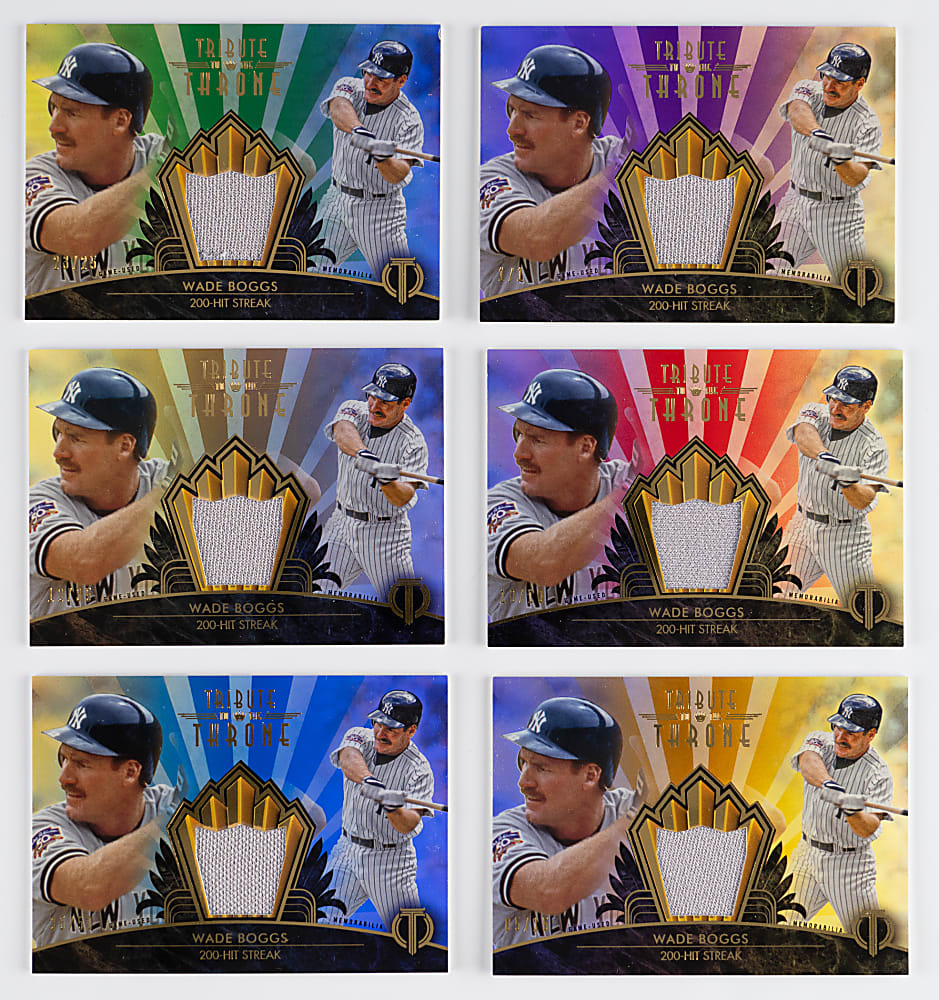 2012-2014 Topps Tribute Wade Boggs Relics Rainbow Set Trio with #1/1 Patch - (15 Total Cards)