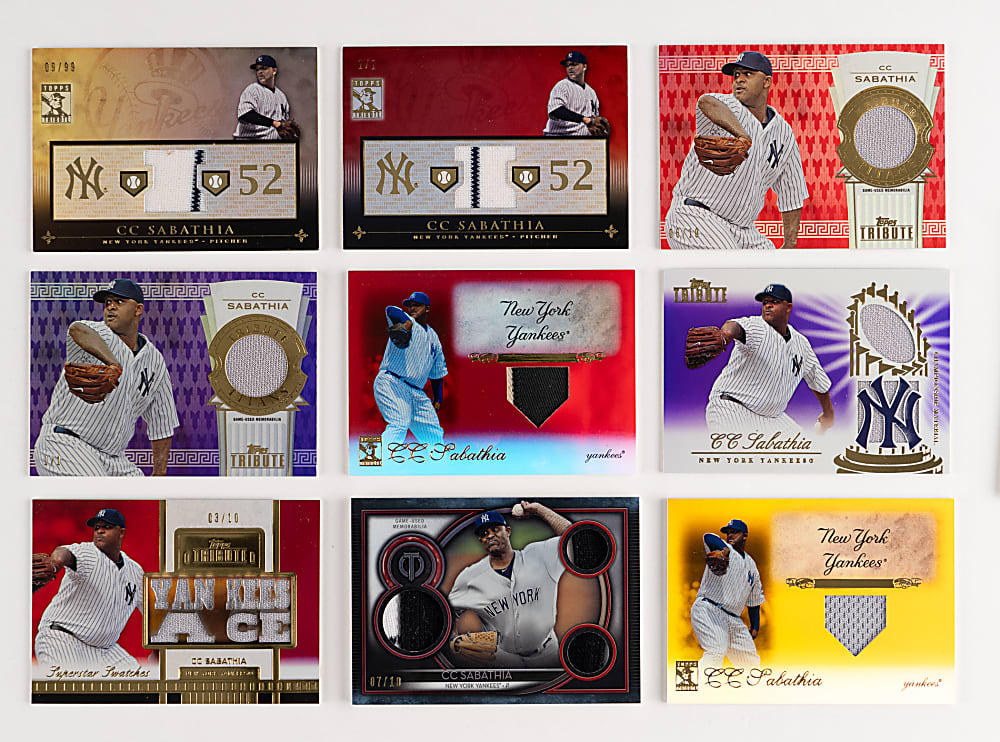 2009-2020 Topps Tribute CC Sabathia Relics Complete/Near Rainbow Set Collection (41) Different