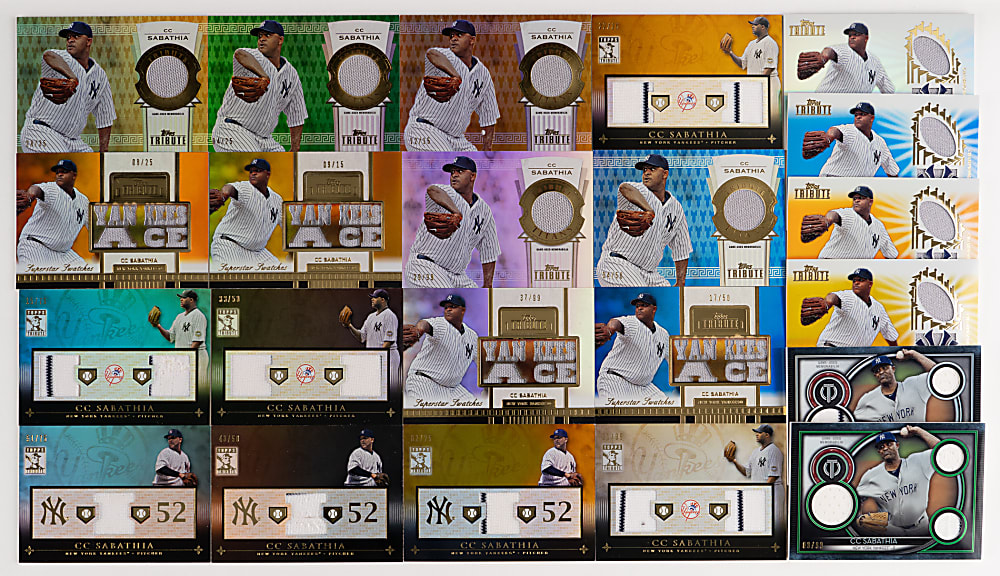 2009-2020 Topps Tribute CC Sabathia Relics Complete/Near Rainbow Set Collection (41) Different