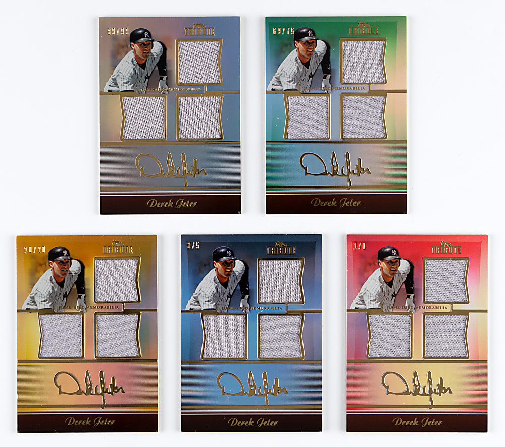 2011 Topps Tribute Derek Jeter Triple Relic Rainbow Set (5)