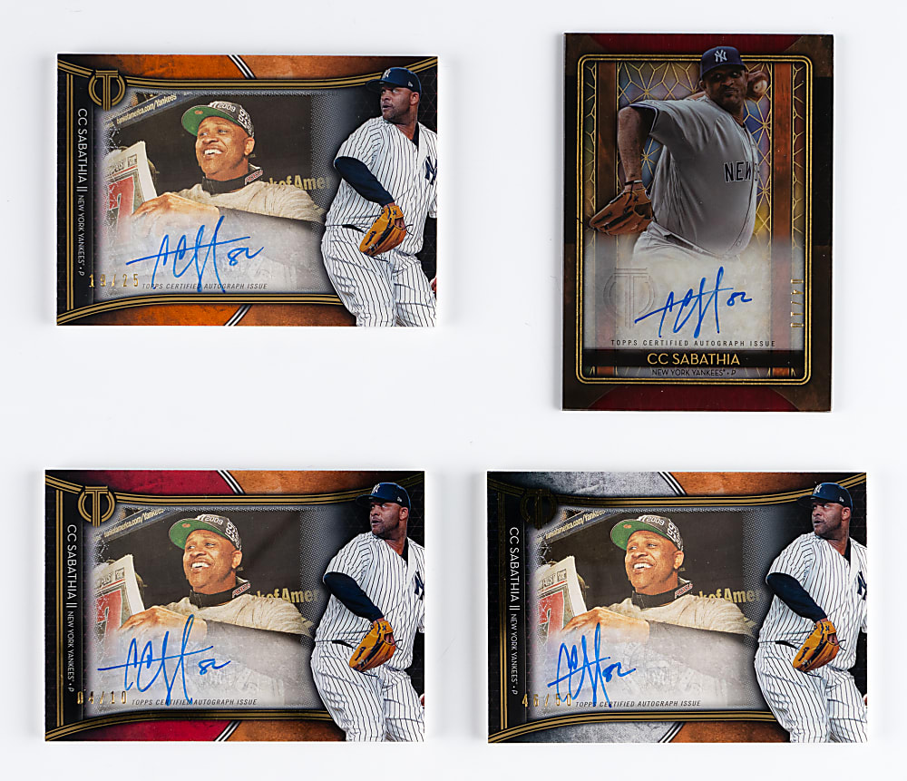 2020 Topps Tribute CC Sabathia Certified Autograph Near Rainbow Set Trio - (12 Total Cards)