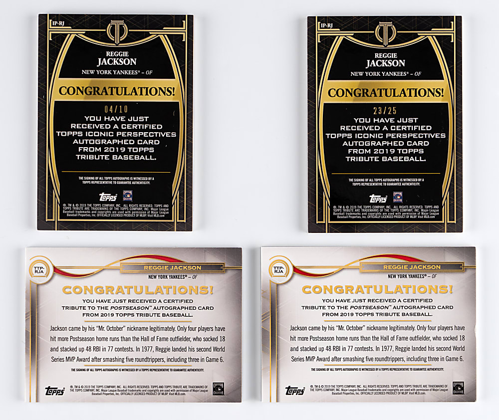 2019 Topps Tribute Reggie Jackson Certified Autograph Group (4) Different with #1/1
