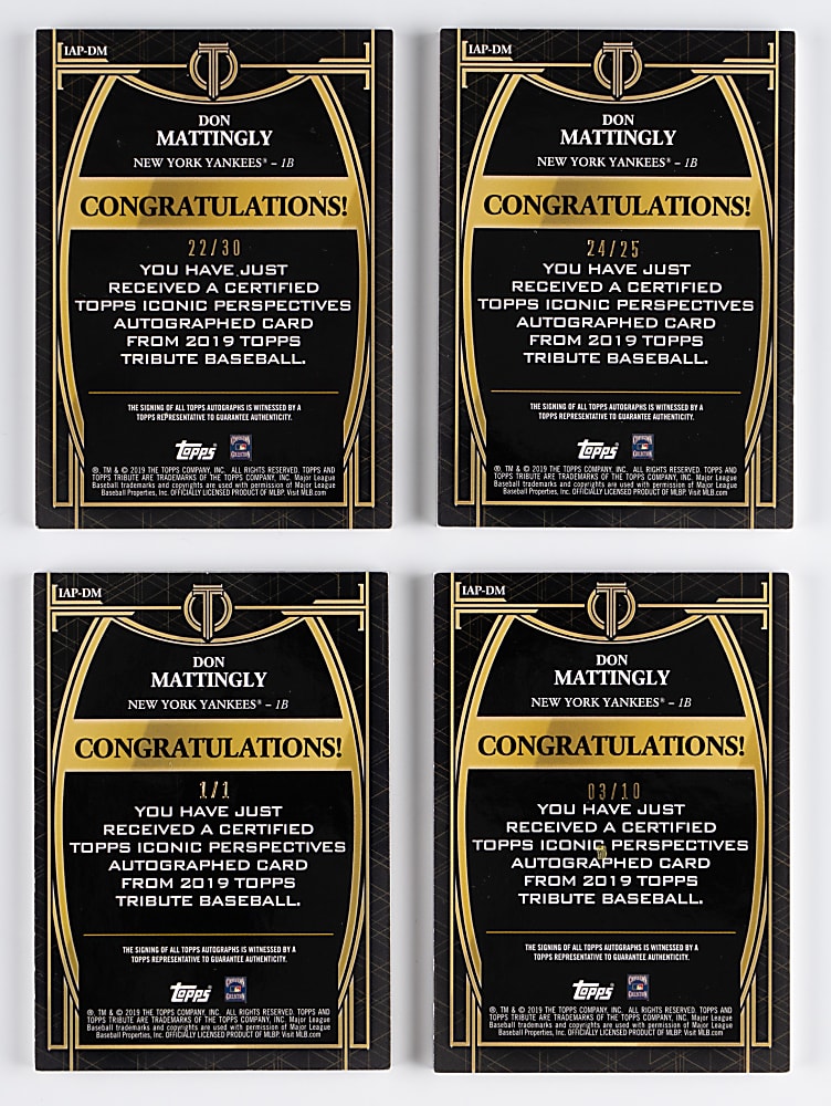 2019 Topps Tribute Don Mattingly Iconic Perspectives Certified Autograph Rainbow Set (4)