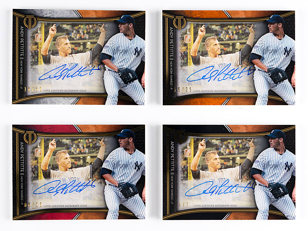 2020 Topps Tribute Andy Pettitte Franchise Best Certified Autograph Rainbow Set (4)