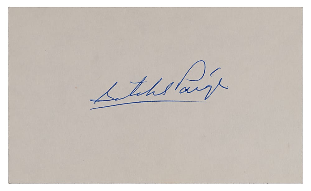 Satchel Paige Signed Index Card with Full JSA LOA