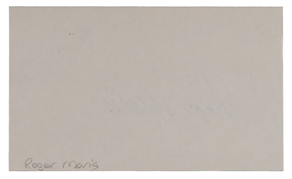 Roger Maris Boldly Signed Index Card with Full JSA LOA