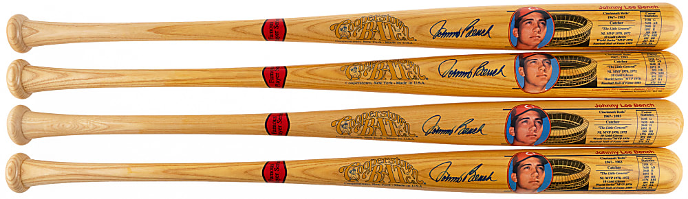 Johnny Bench Famous Player Series Cooperstown Bat Co. Signed Quartet