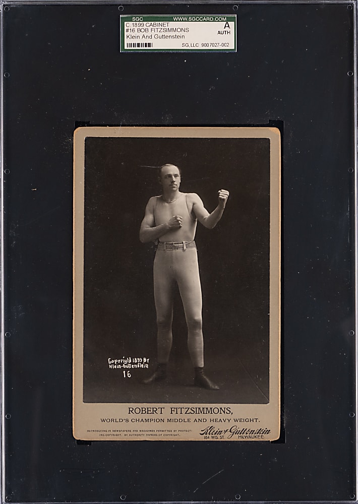 1899 Klein & Guttenstein Robert Fitzsimmons Cabinet Card #16 SGC Authentic
