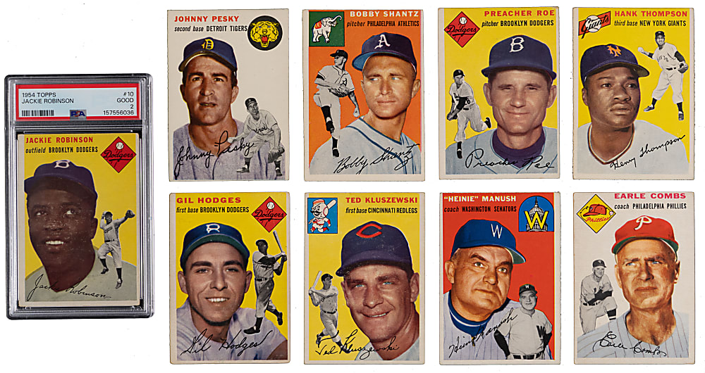 1954 Topps Collection (21) with (4) Hall of Famers Including #10 Jackie Robinson PSA GOOD 2
