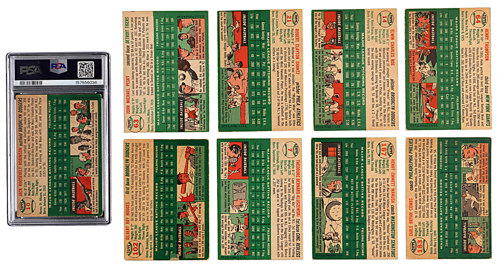 1954 Topps Collection (21) with (4) Hall of Famers Including #10 Jackie Robinson PSA GOOD 2