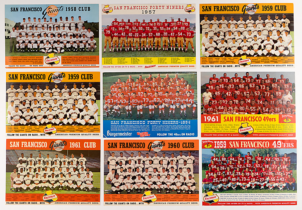 1954-1961 Falstaff & Burgermeister Beer San Francisco Giants & 49ers Team Photo Collection (17)