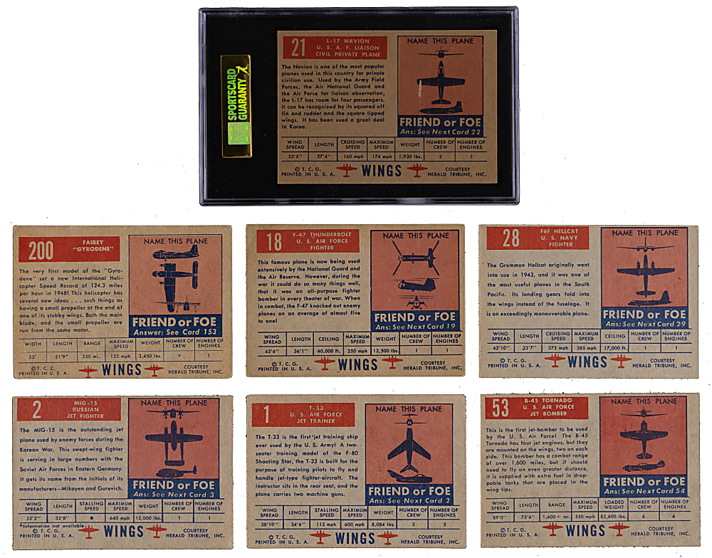 1952 Topps Wings Complete Set (200) with One SGC Graded
