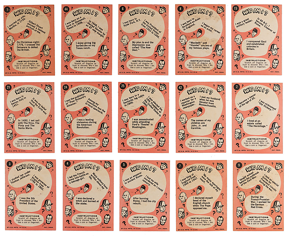 1967 Topps Who Am I? Unscratched Near Complete Set (40/44) - Clean!