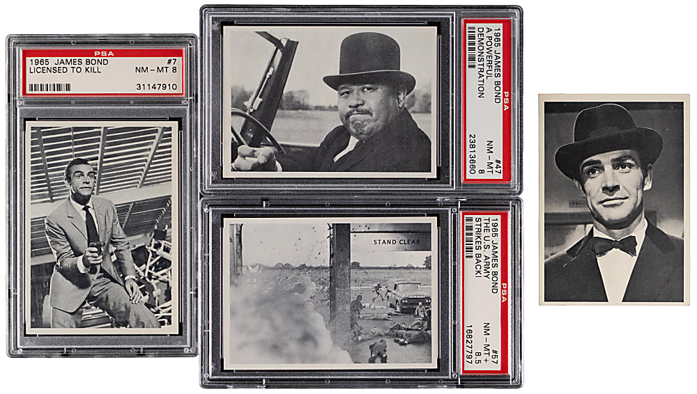 1965 Philadelphia Gum James Bond Complete Set (66) with (3) PSA NM-MT 8 to NM-MT+ 8.5