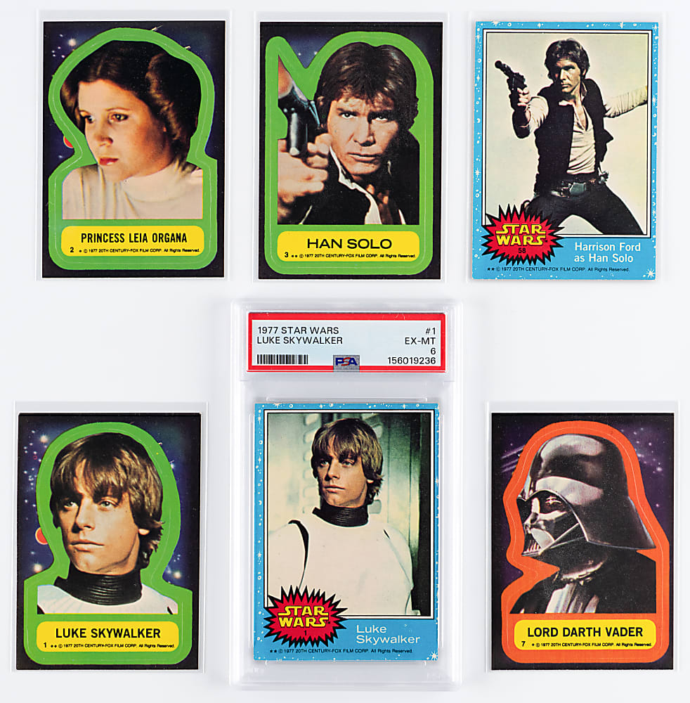 1977 Topps Star Wars Series 1 & 2 Complete Card/Sticker Sets with #1 Luke Skywalker Rookie PSA EX-MT 6