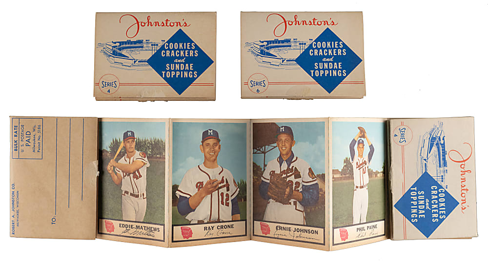 1953 & 1955 Johnston's Cookies Milwaukee Braves Collection with 1953 Complete Set (25) – (57 Total Cards)