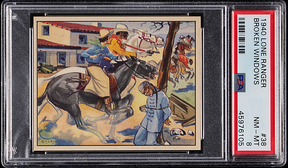 1940 Gum Inc. Lone Ranger #38 Broken Windows High Number PSA NM-MT 8 (Population 10, Only 2 Higher)