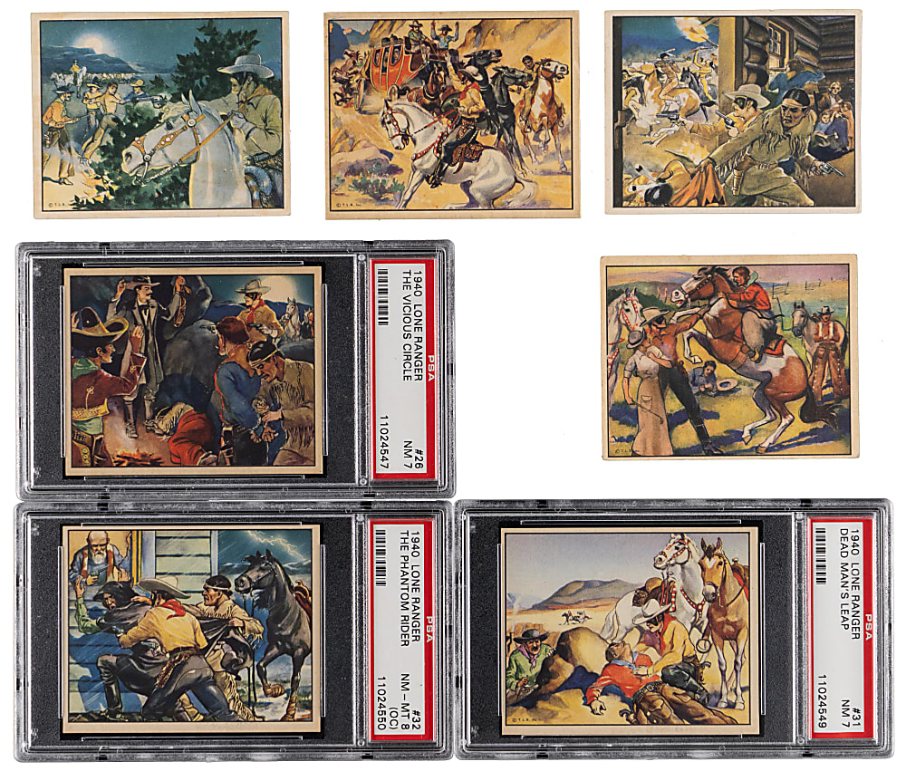 1940 Gum Inc. Lone Ranger Collection (7) with (3) PSA Graded Including (2) PSA NM 7