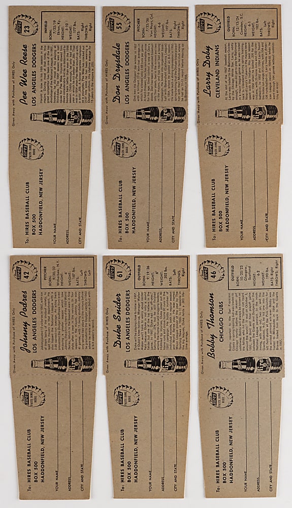 1958 Hires Root Beer Partial Set with Tabs (34/66) with Drysdale, Reese & Snider