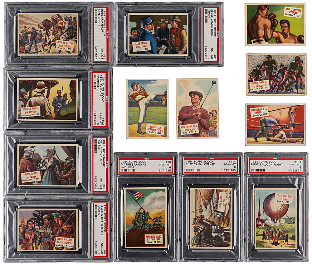 1954 Topps Scoop Near Complete Set (141/156) with (18) PSA Graded Including (14) PSA NM-MT 8