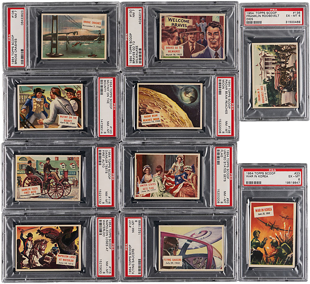 1954 Topps Scoop Near Complete Set (141/156) with (18) PSA Graded Including (14) PSA NM-MT 8