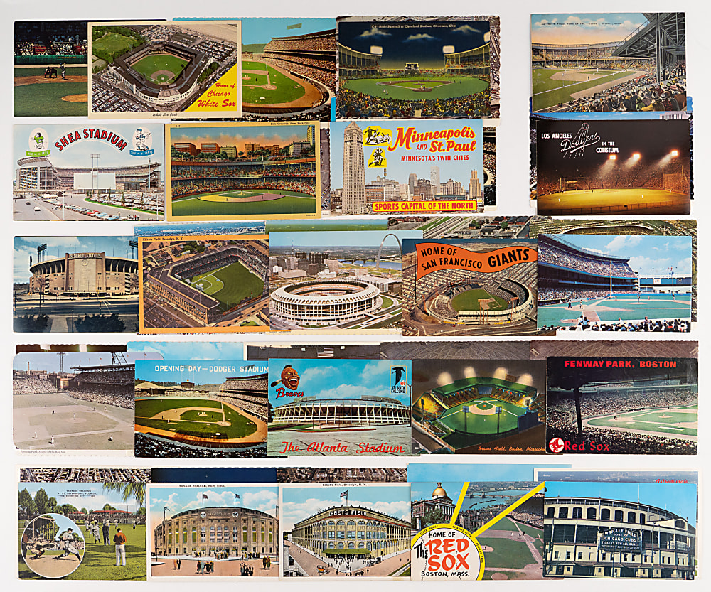 1940s-1970s Baseball Stadium Postcard Hoard (345) with Oversized & Sets