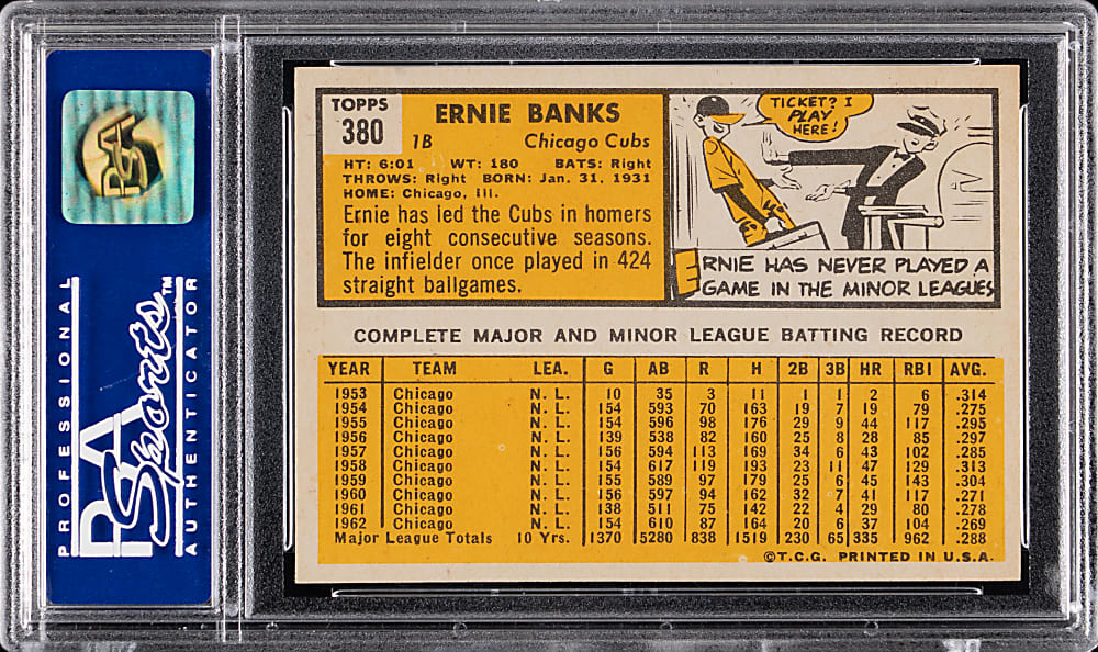 1963 Topps #380 Ernie Banks PSA NM-MT 8