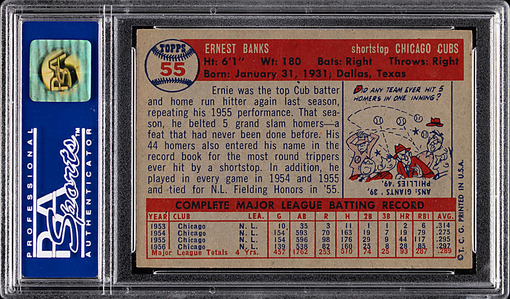 1957 Topps #55 Ernie Banks PSA NM-MT 8