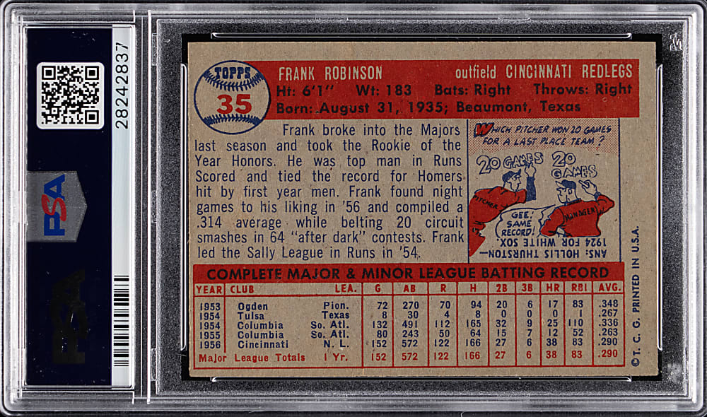 1957 Topps #35 Frank Robinson Rookie PSA EX-MT 6