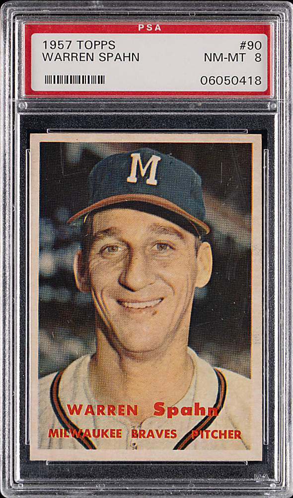 1957 Topps #90 Warren Spahn PSA NM-MT 8