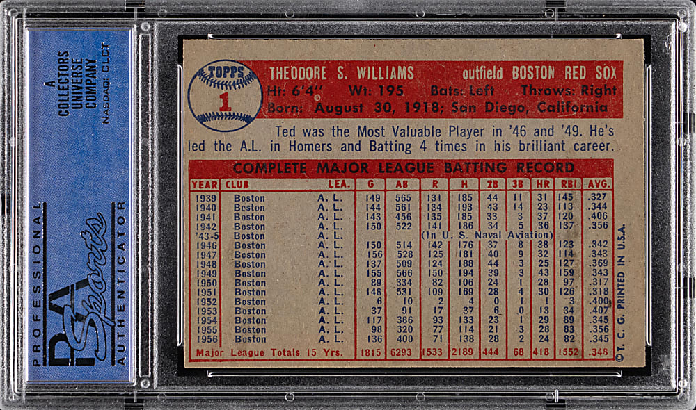 1957 Topps #1 Ted Williams PSA EX-MT 6