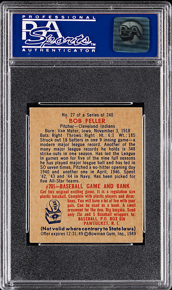 1949 Bowman #27 Bob Feller PSA NM 7
