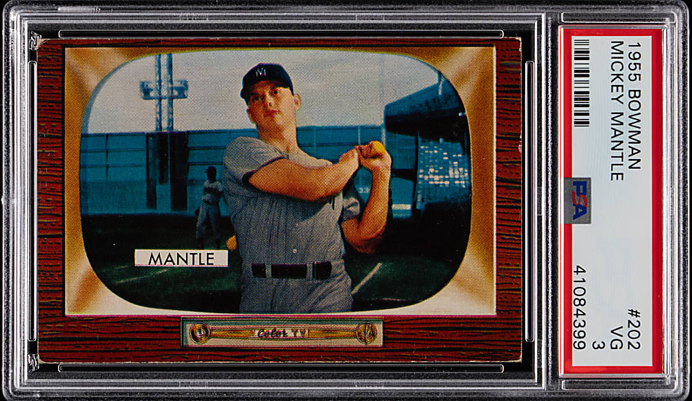 1955 Bowman #202 Mickey Mantle PSA VG 3