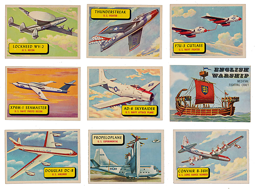 1952-1957 Topps Near Complete/Starter Sets (3) with Wings, Planes & Rails and Sails Including (6) PSA Graded Cards