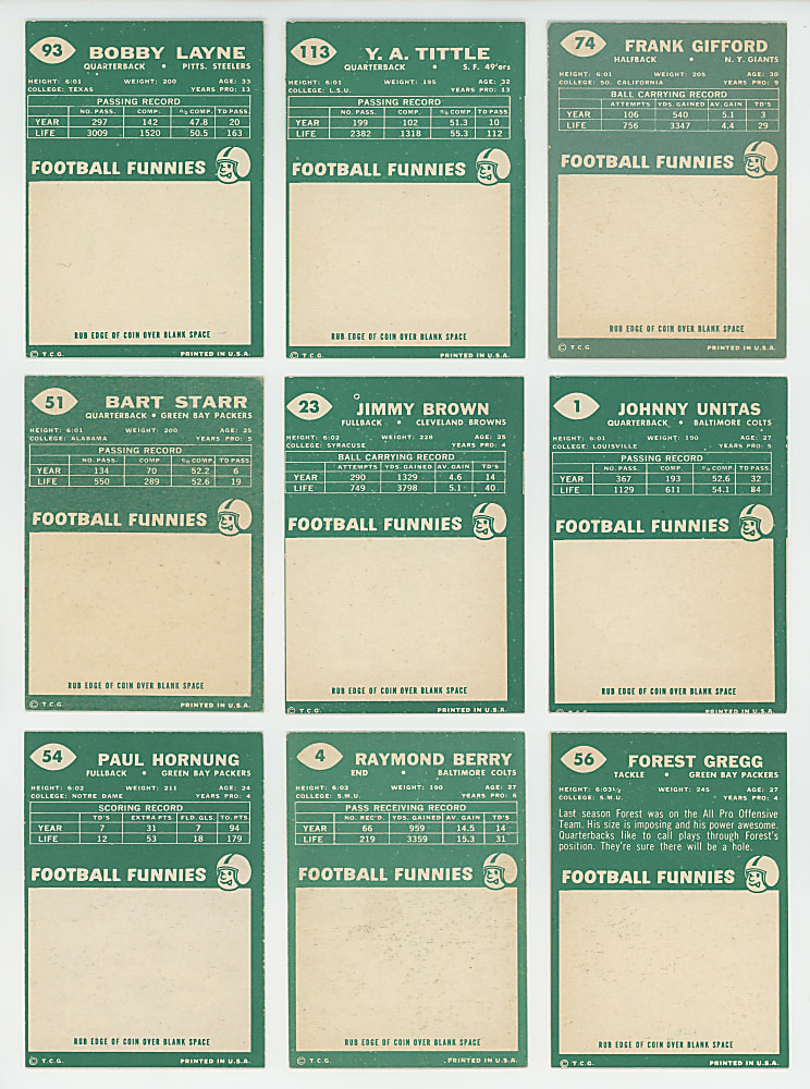 1960 Topps Football Complete Set (132)