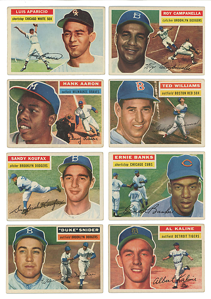 1956 Topps Near Complete Set (305/340) with Aaron, Banks, Koufax & T. Williams