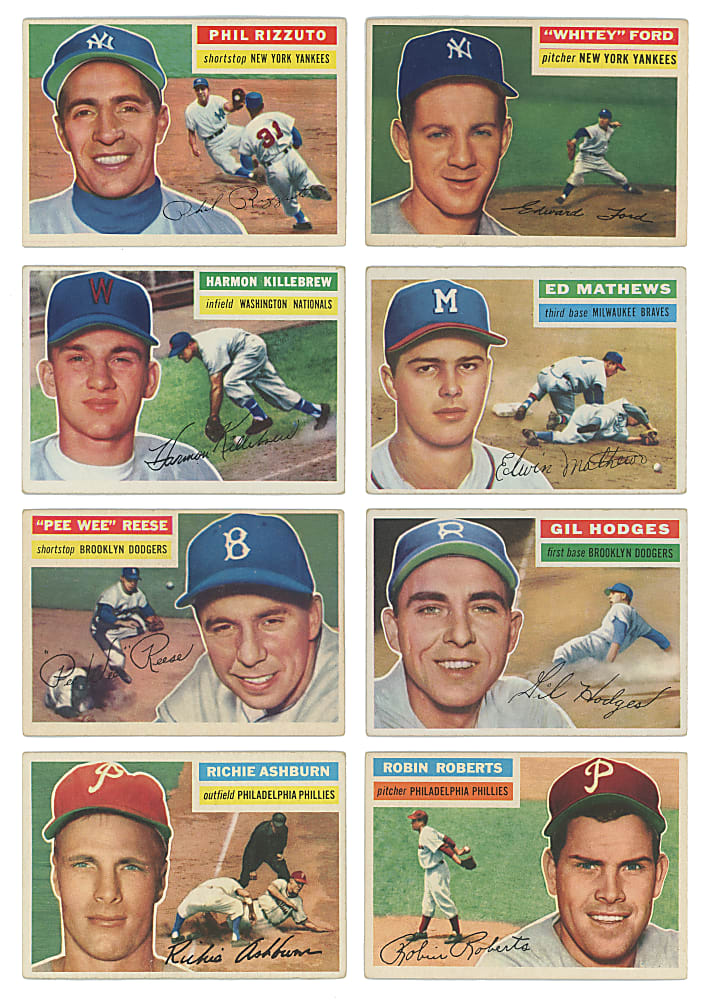 1956 Topps Near Complete Set (305/340) with Aaron, Banks, Koufax & T. Williams