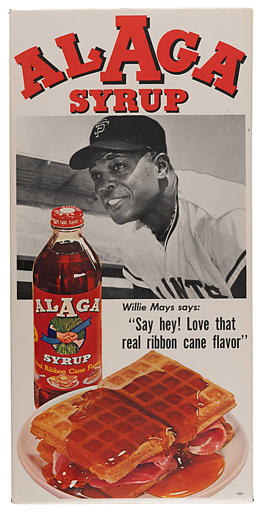 1960s Willie Mays Alaga Syrup 10x20 Advertisement - Clean!