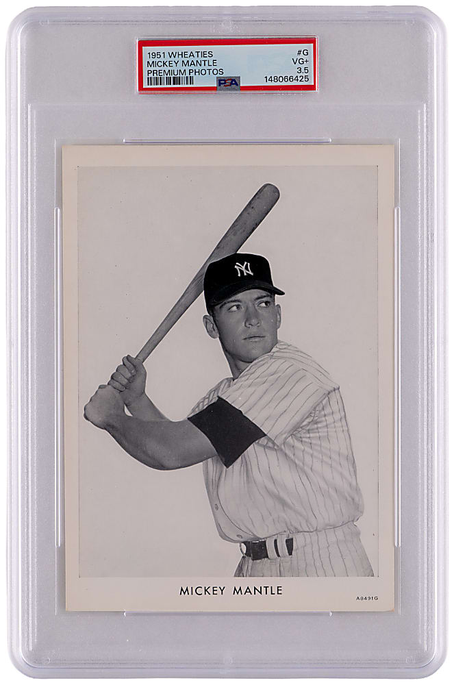 1951 Wheaties Premium Photos #G Mickey Mantle Rookie PSA VG+ 3.5