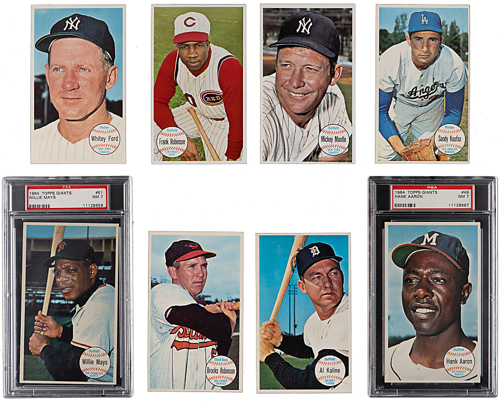 1964 Topps Giants Near Complete Set (53/60) with Hank Aaron & Willie Mays PSA NM 7