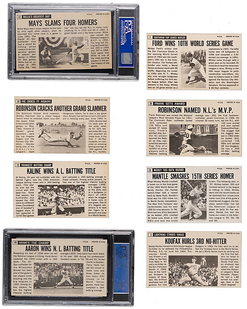 1964 Topps Giants Near Complete Set (53/60) with Hank Aaron & Willie Mays PSA NM 7