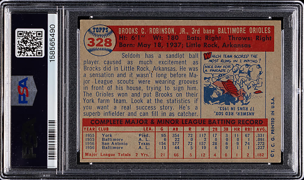 1957 Topps #328 Brooks Robinson Rookie PSA EX+ 5.5
