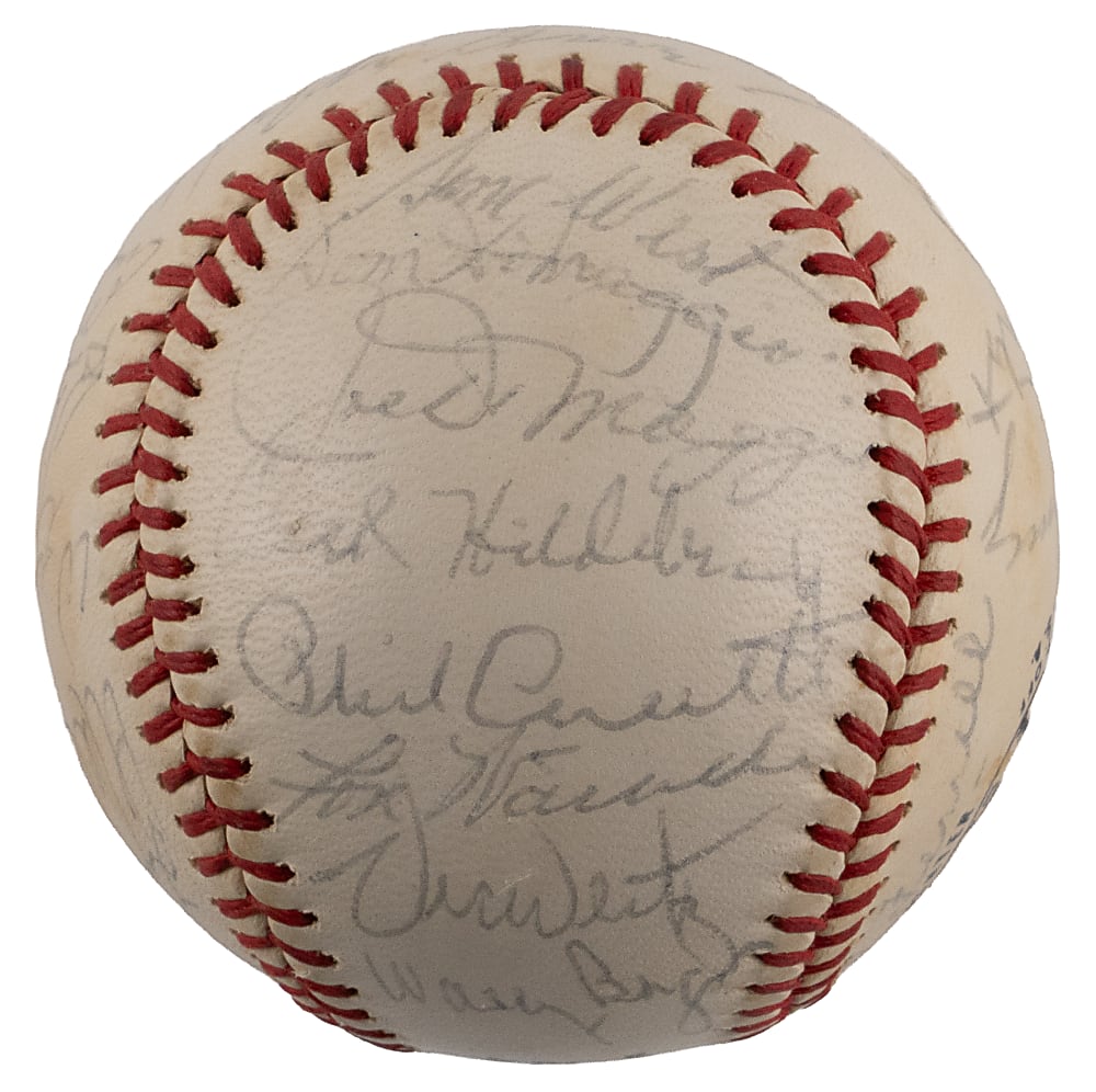 Hall of Famer & Star Signed ONL/Feeney Baseball (28) Including Joe DiMaggio & Lefty Grove - Full JSA LOA